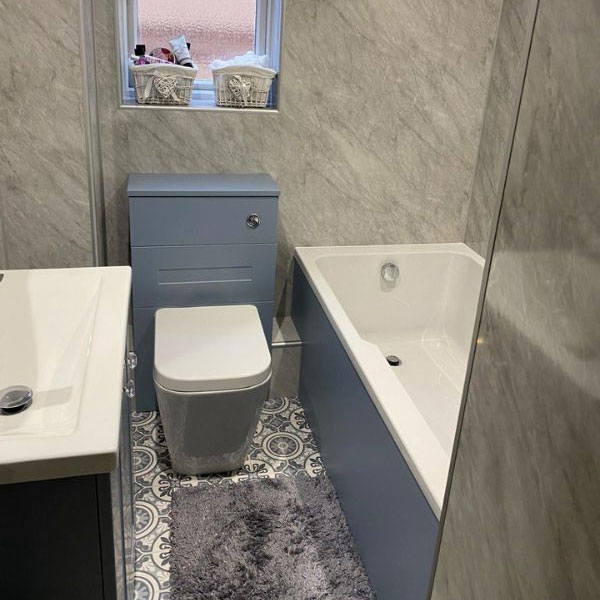 grey and blue bathroom design